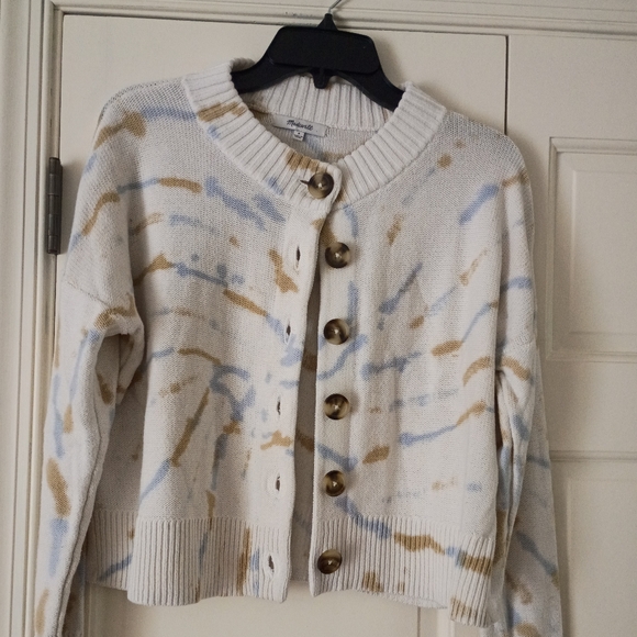 Madewell Women's Cream and Blue Cardigan Sweater.SizeS.pit To Pit22".Very Good C - Picture 3 of 7